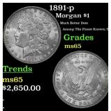 1891-p Morgan Dollar $1 ms65 SEGS