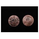 Group of Two 1oz .999 Fine Copper Bullion Rounds -