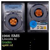 1966 SMS Lincoln Cent 1c sp66 rd PCGS
