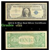 1957A $1 Blue Seal Silver Certificate Grades vf+