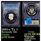 1981-s Ty 1 Proof Kennedy Half Dollar 50c pr69 dca