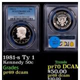 1981-s Ty 1 Proof Kennedy Half Dollar 50c pr69 dca