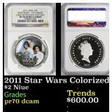 2011 Star Wars Colorized Luke Skywalker & Leia 1oz