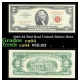 1963 $2 Red Seal United States Note Grades Choice