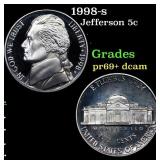 1998-s Proof Jefferson Nickel 5c Grades GEM++ Proo
