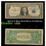 1957A $1 Blue Seal Silver Certificate Grades vf+