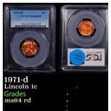1971-d Lincoln Cent 1c ms64 rd PCGS