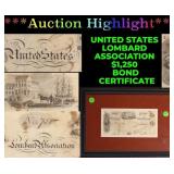 United States Lombard Association $1,250 Bond Cert