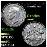 1941 Australia 6 Pence Sixpence Silver KM# 38 Grad