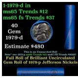 BU Shotgun Jefferson 5c roll, 1979-d 40 pcs Bank $