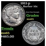1911-p Barber Dime 10c Grades GEM Unc