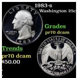 1983-s Proof Washington Quarter 25c Grades GEM++ P