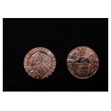 Group of Two 1oz .999 Fine Copper Bullion Rounds -