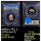 1981-s Ty 1 Proof Jefferson Nickel 5c pr69 dcam PC