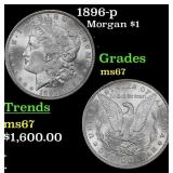 1896-p Morgan Dollar $1 ms67 SEGS