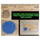Historic 1857 Revenue Bond from the City of New Yo
