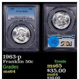 1963-p Franklin Half Dollar 50c ms64 PCGS