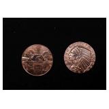 Group of Two 1oz .999 Fine Copper Bullion Rounds -