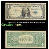 1957A $1 Blue Seal Silver Certificate Grades vf+