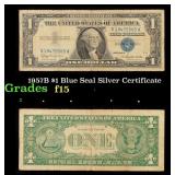 1957B $1 Blue Seal Silver Certificate Grades f+