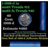 BU Shotgun Jefferson 5c roll, 1998-d 40 pcs Bank $