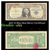 1957 $1 Blue Seal Silver Certificate Grades vf+