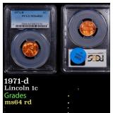 1971-d Lincoln Cent 1c ms64 rd PCGS