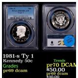 1981-s Ty 1 Proof Kennedy Half Dollar 50c pr69 dca
