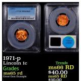 1971-p Lincoln Cent 1c ms65 rd PCGS