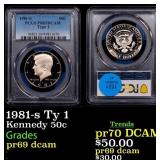 1981-s Ty 1 Proof Kennedy Half Dollar 50c pr69 dca