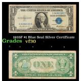 1935F $1 Blue Seal Silver Certificate Grades vf++