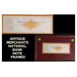 Antique Merchants National Bank Note Framed Collec
