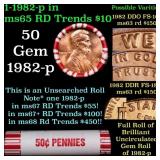 BU Shotgun Lincoln 1c roll, 1982-p 50 pcs Bank Wra