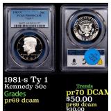 1981-s Ty 1 Proof Kennedy Half Dollar 50c pr69 dca