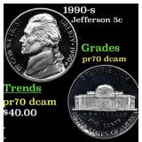 1990-s Proof Jefferson Nickel 5c Grades GEM++ Proo