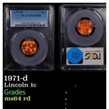 1971-d Lincoln Cent 1c ms64 rd PCGS