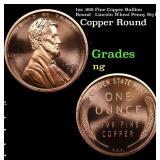 1oz .999 Fine Copper Bullion Round - Lincoln Wheat