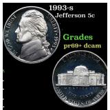 1993-s Proof Jefferson Nickel 5c Grades GEM++ Proo