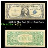 1957B $1 Blue Seal Silver Certificate Grades vf+