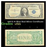 1957A $1 Blue Seal Silver Certificate Grades vf+