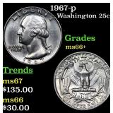 1967-p Washington Quarter 25c Grades GEM++ Unc