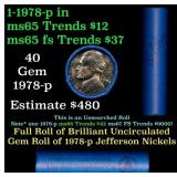 BU Shotgun Jefferson 5c roll, 1978-p 40 pcs Bank $