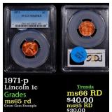 1971-p Lincoln Cent 1c ms65 rd PCGS