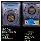 1955-p Jefferson Nickel 5c ms65 PCGS
