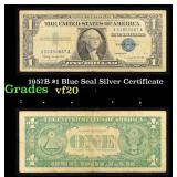 1957B $1 Blue Seal Silver Certificate Grades vf, v