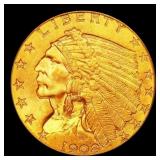 ***Major Highlight*** 1908-p Gold Indian Quarter E