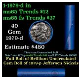 BU Shotgun Jefferson 5c roll, 1979-d 40 pcs Bank $