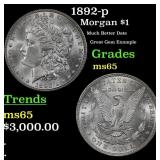 1892-p Morgan Dollar $1 ms65 SEGS