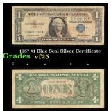 1957 $1 Blue Seal Silver Certificate Grades vf+