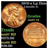 1970-s Lg Date Lincoln Cent 1c Grades GEM++ Unc RD
